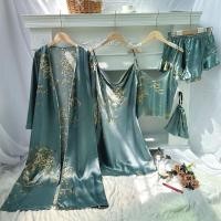 ราคา ชุดใส่ในบ้านห้าชิ้นที่เรียบง่าย พิมพ์ชุดนอนเชอร์รี่เล็กๆสำหรับผู้หญิงเสื้อคลุมบางยกทรงกางเกงขาสั้นและชุดยกทรง (22211136510)