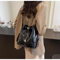 ราคา กระเป๋าแฟชั่นหนัง กระเป๋าทรงถังแบบเชือกรูดผีเสื้อ หนังพียู สะพายข้างและสะพายหลังได้ (24405316008)