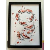 ราคา ภาพวาดปลาคราป 8ตัว ภาพวาดสีน้ำ ภาพตกแต่งติดผนัง ขนาดA4 พร้อมกรอบ แขวนได้ตั้งได้ (23780023274)