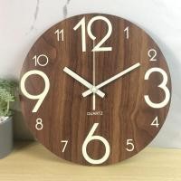 ราคา wall clock นาฬิกาแขวนผนัง นาฬิกา นาฬิกาเรืองแสงติดผนัง นาฬิกาลายไม้เรืองแสง นาฬิกาติดผนัง นาฬิกาแขวนผนังเรืองแสง สามารถดูเวลาได้อย่างชัดเจนแม้จะอยู่ในที่มืด เสียงเงียบ 12 Inch Night Light Function (24