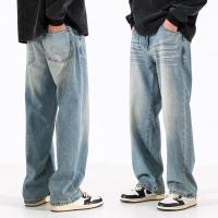 ราคา กางเกงยีนส์ผู้ชายขายาวกางเกงยีนส์ทรงกระบอกย้อนยุคผ้าทรงหลวมทรงกระบอกใหญ่สไตล์เกาหลี (23176511225)