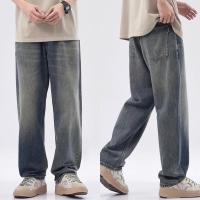 ราคา กางเกงยีนส์ผู้ชายขายาวกางเกงยีนส์ทรงกระบอกย้อนยุคผ้าทรงหลวมทรงกระบอกใหญ่สไตล์เกาหลี (23176511213)