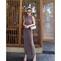 ราคา ชุดเดรสอัดพลีท เดรสพลีทคอปีน เดรสแขนกุด ผ้าพลีททวิต ชุดเดรสพลีทยาว เดรสแขนกุด (17515778552)