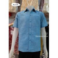 ราคา เสื้อไหมชาย เสื้อผ้าไหมชาย ไหมผสมฝ้าย สีฟ้า ซาฟารี (906688311)