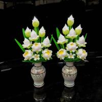 ราคา แจกันดอกบัวพับดินปั้น 9 ดอก สูง 9 นิ้ว จัดใส่แจกันมุก ดอกไม้ไหว้พระ ดอกบัว 9 ดอก สินค้าตรงปกทั้งดอกไม้แล้วแจกันค่ะ (22829922875)