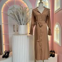ราคา Plus size เดรสเชิ้ตกระดุมหน้าแขนยาวทรงสวยเชือกผูกเอวผ้านิ่มของสาวอวบสวย ไฮโซ รุ่นเดรสไฮริช S4 (24520670238)