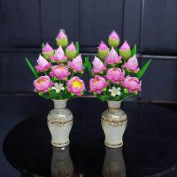 ราคา แจกันดอกบัวพับดินปั้น 9 ดอก สูง 9 นิ้ว จัดใส่แจกันมุก ดอกไม้ไหว้พระ ดอกบัว 9 ดอก สินค้าตรงปกทั้งดอกไม้แล้วแจกันค่ะ (22829922873)