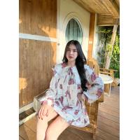 ราคา เดรสคอบัว ชุดคลุมท้อง ลายน่ารัก สายคาเฟ่ ใส่ทำงานได้ (23208506422)