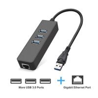 ราคา USB 3 0 to LAN RJ45 Gigabit Ethernet Network Cable Adapter and 3 USB3 0 Port Hub (3672322055)
