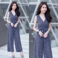 ราคา TW11214 จั้มสูทแขนกุดไขว้หน้า สายผูกเอว (1109424291)