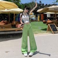 ราคา กางเกงยีนส์ทรงหลวมเอวสูงสีเขียวแอปเปิ้ล กางเกงขายาวทรงขากว้าง กางเกงยีนส์ทรงหลวมสำหรับผู้หญิง ฤดูร้อน 2025 กางเกงยีนส์ทรงขากว้างยาวถึงพื้น (24469802111)