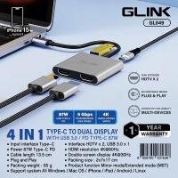 ราคา มาตรฐาน GLINK GL 049 Type C TO Dual HDMI With USB3 0 PD 87W Adapter 4in1 ตัวแปลงสัญญาณ Type C ออกทีวี (23432832895)