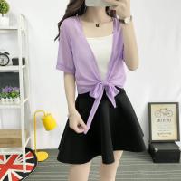 ราคา ผ้าคลุมไหล่ผ้าชีฟองอเนกประสงค์ของผู้หญิงแขนสั้นสำหรับผู้หญิงเสื้อแฟชั่นสั้นบางชุดกันแดดฤดูร้อน (18601795635)