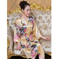 ราคา ชุดกิโมโนเสื้อคลุมอาบน้ำเสื้อคลุมอาบน้ำชุดชั้นในชุดนอน ลายใหม่ ชุดเดินเล่น ชุดอยู่บ้านผ้าไหมซาตินลายนกยูง ราคาสุดคุ้ม (4209852483)