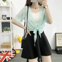 ราคา ผ้าคลุมไหล่ผ้าชีฟองอเนกประสงค์ของผู้หญิงแขนสั้นสำหรับผู้หญิงเสื้อแฟชั่นสั้นบางชุดกันแดดฤดูร้อน (18601795633)