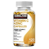 ราคา KIRKLAND Vitamin C Zinc Capsules 1000mg วิตามินซี 20mg สังกะสี ส่งเสริมการดูดซึมสารอาหาร 120pcs (24162853882)