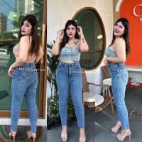 ราคา D915 กางเกงยีนส์ขาเดฟสาวอวบอ้วน เอวสูงปริ๊ดเก็บพุงพรางหุ่น (22666365395)