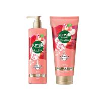 ราคา SUNSILK Natural Rose Peach Smooth Shine Shampoo 380ml Conditioner 330ml ซันซิล เนเชอรัล โรส แอนด์ พีช สมูท แอนด์ ไชน์ ลดผมชี้ฟู (19004591702)