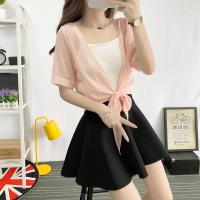 ราคา ผ้าคลุมไหล่ผ้าชีฟองอเนกประสงค์ของผู้หญิงแขนสั้นสำหรับผู้หญิงเสื้อแฟชั่นสั้นบางชุดกันแดดฤดูร้อน (18601795637)