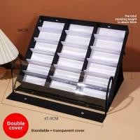 ราคา พร้อมส่ง กล่องใส่แว่น ถาดใส่แว่นตา ป้องกันฝุ่น 18 ช่อง ถาดป้องกันฝุ่นแว่นตา สามารถยืนได้ ฝาปิดโปร่งใส (24186090867)