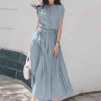 ราคา Closet Crush Dresses for Women Summer Casual Elegant Plain Short Sleeve Round Neck A Line Midi Dating Dresses B250218 (24444187243)
