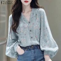 ราคา Zanzea เสื้อแนวสตรีทผู้หญิงคอวีเสื้อใส่ทำงานคอวี Sablon Bunga แขนยาวหรูหราสไตล์เกาหลีเสื้อใส่ทำงาน 241105 (23094496579)