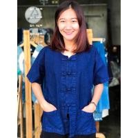 ราคา เสื้อหม้อฮ่อมคอกลมแขนสั้นฟอกหิมะ (14638643496)