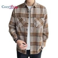 ราคา Cozy Up เสื้อเชิ้ตผู้ชายแขนยาวลายสก๊อตหลวมหล่อกระเป๋าใหญ่ (16211502220)