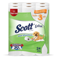 ราคา สก๊อตต์ เอ็กซ์ตร้า กระดาษชำระ ซูเปอร์จัมโบ้โรล 24 ม้วน SCOTT Extra Toilet Paper Super Jumbo Roll 24 rolls (22007106795)