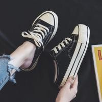 ราคา ส่งจากในไทย รองเท้าผ้าใบเปิดส้นผู้หญิง ส้นหนาสไตล์เกาหลี ใส่ในวันสบาย (18118213754)