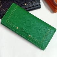 ราคา กระเป๋าสตางค์2พับใบยาวไซด์4 7 5นิ้ว สีเขียวธรรมชาติ หนังลิ้นจี่ (22544503641)