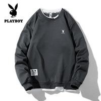 ราคา เสื้อกันหนาวกลางแจ้งลำลองเสื้อสีล้วนคอกลมคู่รักเพลย์บอย (23911062134)