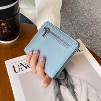 ราคา ของแท้ หนัง กระเป๋าสตางค์ ผู้หญิง Compact Slim Short Style First Layer Cowhide Multi Card Slot เรียบง่าย Money Clip Card Holder (21151919469)
