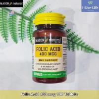 ราคา กรดโฟลิก Folic Acid 400 mcg 100 Tablets Mason Natural Folate โฟเลต (5967776841)