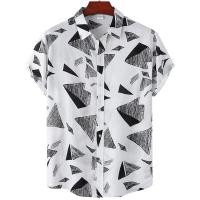 ราคา Mens Plus Size Summer Short Sleeve Shirt Geometric Plaids Pattern Hawaiian Beach Male Shirts Casual Blouse Tops (24436538133)