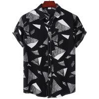 ราคา Mens Plus Size Summer Short Sleeve Shirt Geometric Plaids Pattern Hawaiian Beach Male Shirts Casual Blouse Tops (24436521295)