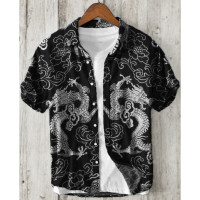 ราคา เสื้อฮาวายผู้ชายเสื้อลายมังกรย้อนยุคไซส์ใหญ่เสื้อเชิ้ตลำลองหลวม (24340897794)