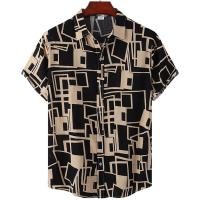 ราคา Mens Plus Size Summer Short Sleeve Shirt Geometric Plaids Pattern Hawaiian Beach Male Shirts Casual Blouse Tops (24436538138)