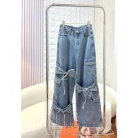 ราคา BAITONGSTYLE 3399 กางเกงยีนส์ทรงกระบอก แต่งผูกโบว์ น่ารักมาก (23821849958)