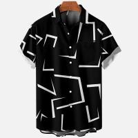 ราคา Mens Plus Size Summer Short Sleeve Shirt Geometric Plaids Pattern Hawaiian Beach Male Shirts Casual Blouse Tops (24436538155)