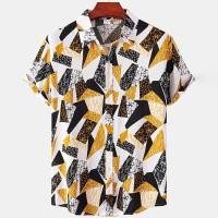 ราคา Mens Plus Size Summer Short Sleeve Shirt Geometric Plaids Pattern Hawaiian Beach Male Shirts Casual Blouse Tops (24436538122)