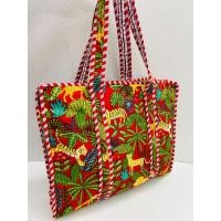 ราคา กระเป๋าอินเดียใบใหญ่ Indian Quilted Soft Handblock Tote Bag Timeless Wardrobe Staple (22879056534)