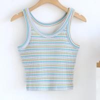 ราคา LORIOT เสื้อชั้นในสตรีเสื้อชั้นในสายเดี่ยวลายขวางสีรุ้งเสื้อกล้ามเสื้อกล้ามรองเท้าแตะแขนกุดเซ็กซี่ลำลอง SA1568เกาหลี (21438000055)