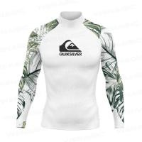ราคา Quiksilver ผู้ชายชุดว่ายน้ําว่ายน้ําเสื้อยืดชายหาด UV Protection ชุดว่ายน้ํา Rash Guard แขนยาวท่องดําน้ําชุดว่ายน้ํา Surf เสื้อยืด Rashguard (23513303683)