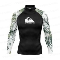 ราคา Quiksilver ผู้ชายชุดว่ายน้ําว่ายน้ําเสื้อยืดชายหาด UV Protection ชุดว่ายน้ํา Rash Guard แขนยาวท่องดําน้ําชุดว่ายน้ํา Surf เสื้อยืด Rashguard (23513303675)