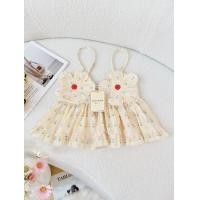 ราคา เสื้อสายเดี่ยว เสื้อกล้ามลายดอกไม้ แต่งดอกไม้ 3D ที่อก งานน่ารัก ไปทะเล คาเฟ่ได้ ป้าย Peekanong PE014 (23833206700)