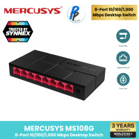 ราคา MERCUSYS MS108G 8 Port 10 100 1000 Mbps Desktop Switch สวิตซ์ฮับ สินค้ารับประกัน 3 ปี By TP Link (15827177266)