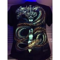 ราคา Rock chang T shirt 3D149ลายมังกร เสื้อยืด เรืองแสง ผู้ชาย ไซส์ยุโรป ลายหน้า หลัง (1417984240)