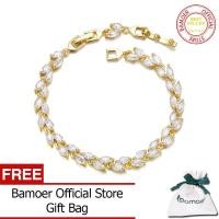 ราคา BAMOER สร้อยข้อมือใบมะกอกคลาสสิกเพชรสังเคราะห์ประกายชุบทองสีขาวกำไลทองสำหรับ YIB069เครื่องประดับแฟชั่นสำหรับผู้หญิง (22865024945)