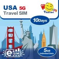 ราคา Happy USA eSIM แฮปปี้ เทเลคอม สหรัฐอเมริกา 10 30 วัน 5 15 กิกะไบต์ eSIM ท่องเที่ยวแบบเติมเงิน 5G 4G (23790541881)